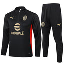 Conjunto AC Milan Zíper Curto Treino Preto